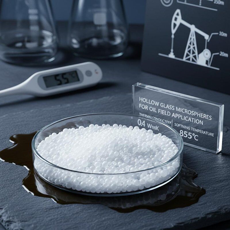 Microesferas de vidrio huecas con conductividad térmica de 0,04 WmK para aplicaciones en yacimientos petrolíferos y temperatura de reblandecimiento de 855 °C