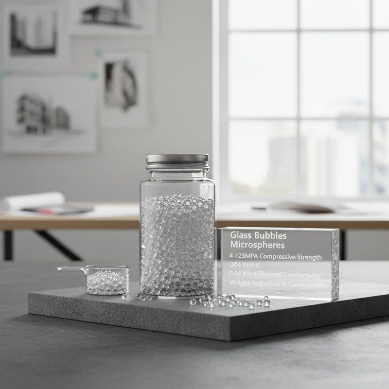 Microesferas de burbujas de vidrio con resistencia a la compresión de 4-125 MPa y conductividad térmica de 0,04 W/m·K para la reducción de peso en la construcción